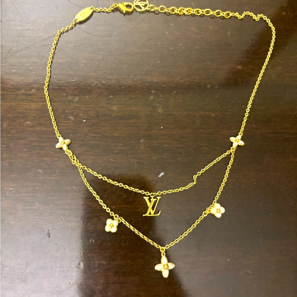 Louis Vuitton floragram double strand necklace. Worn once. Excellent condition